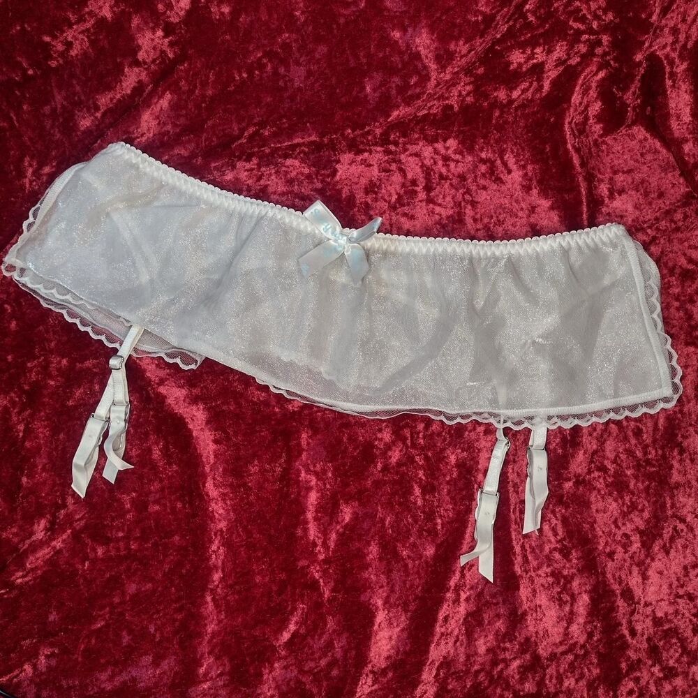 Victoria’s Secret Sexy Little Things White Mesh Ruffle Garter Belt - Size S/P